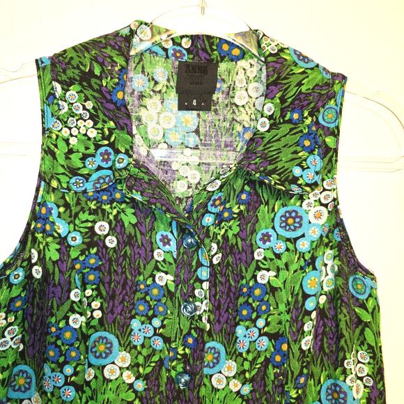 Anna Sui Shorts Romper 2010 Collection Floral Silk Linen Petal Collar USA Size 4 - Picture 4 of 14